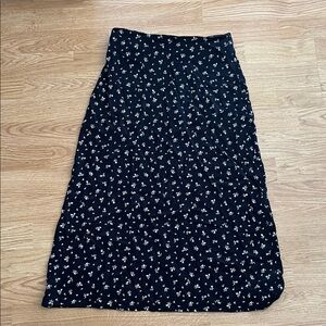 Brandy Melville Black Floral A-Line Skirt